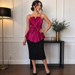 Vtg 90's Pink Satin Bow Dress Film Costume Wardrobe Stage Party Scene 5/6 AS IS